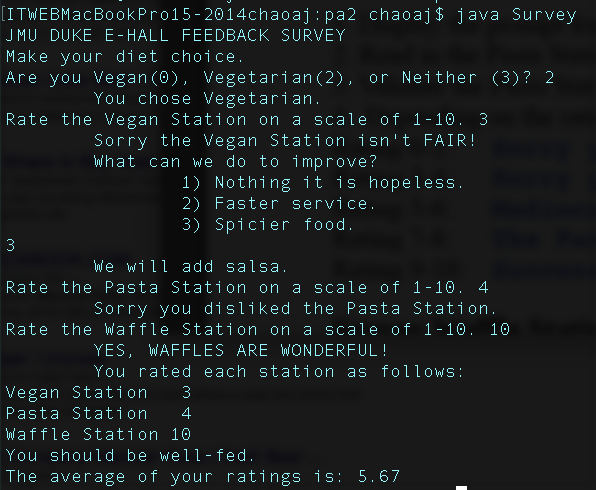PA2 Output Screenshot