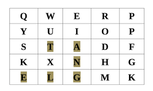 Tangle highlighted in word jumble